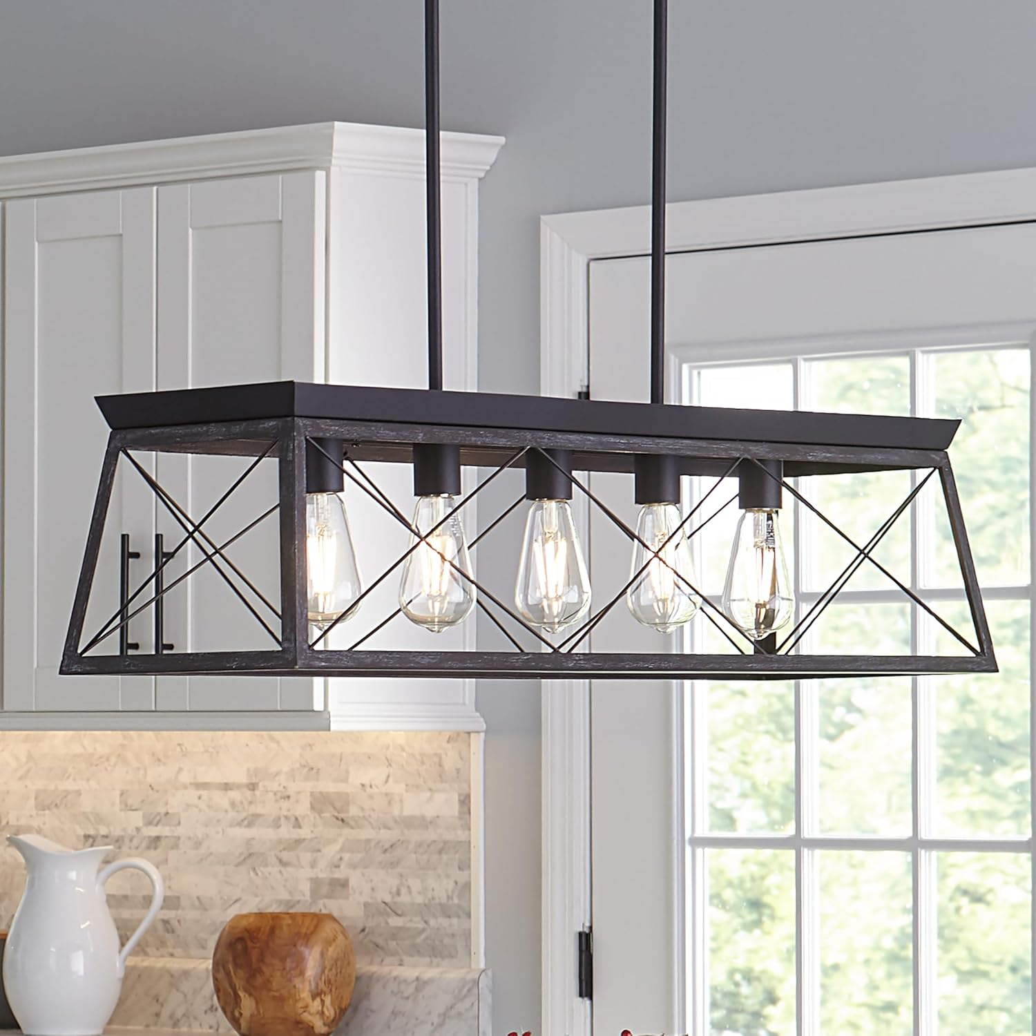 Farmhouse Black Chandelier — 5-Light - View 2