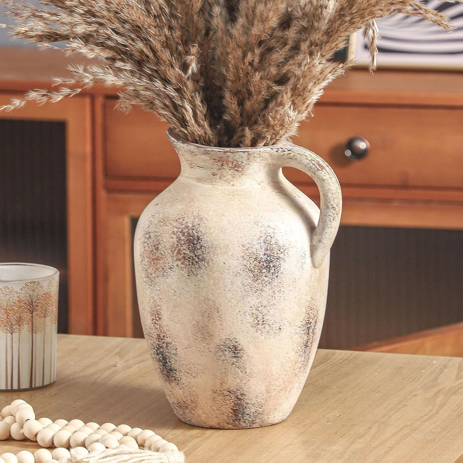 Vintage Blue Decorative Vase — 9.7" — Rustic -9.7 in