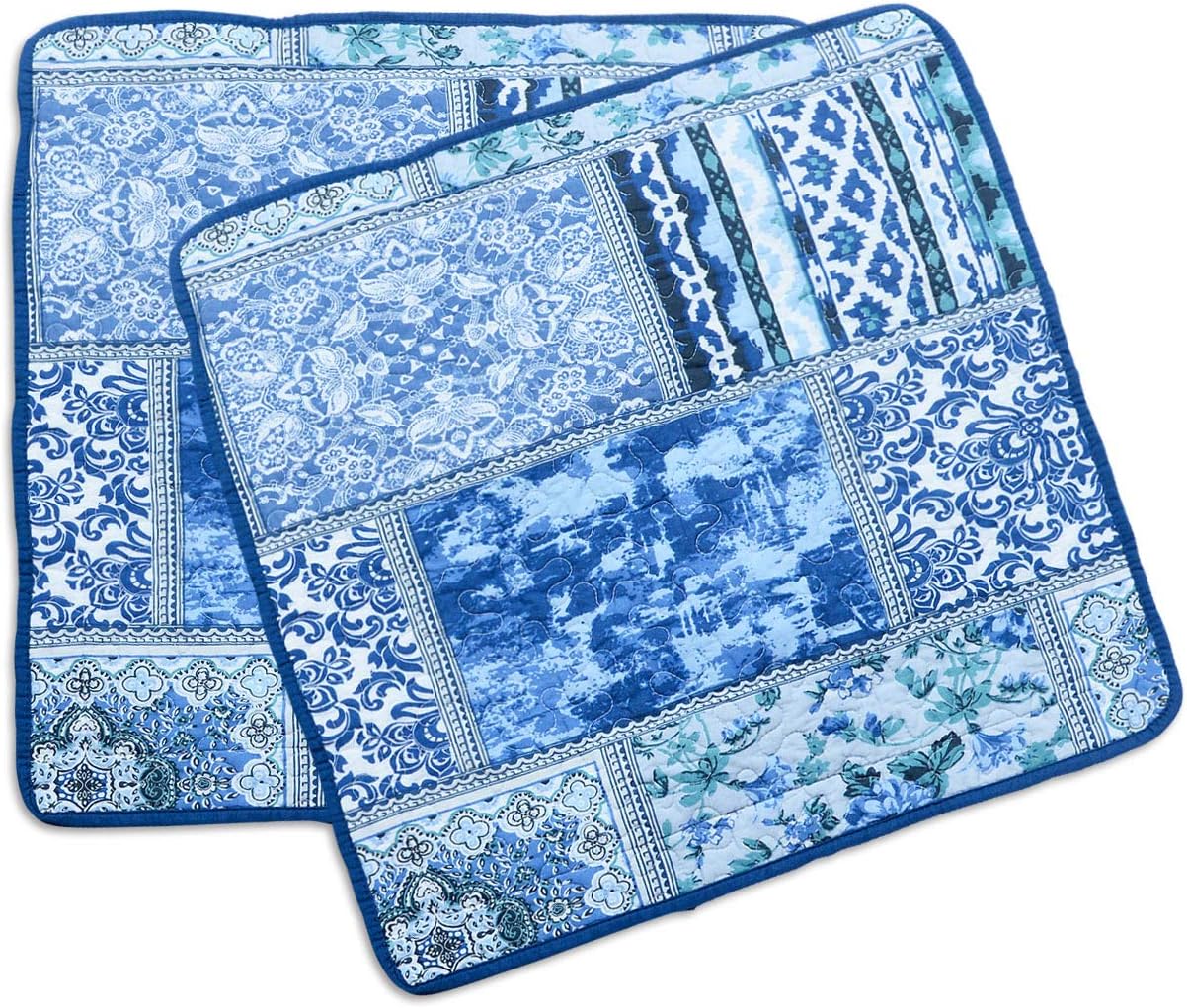Boho Blue Throw Pillow Cover — 18" — Blue Classic Bohemian
