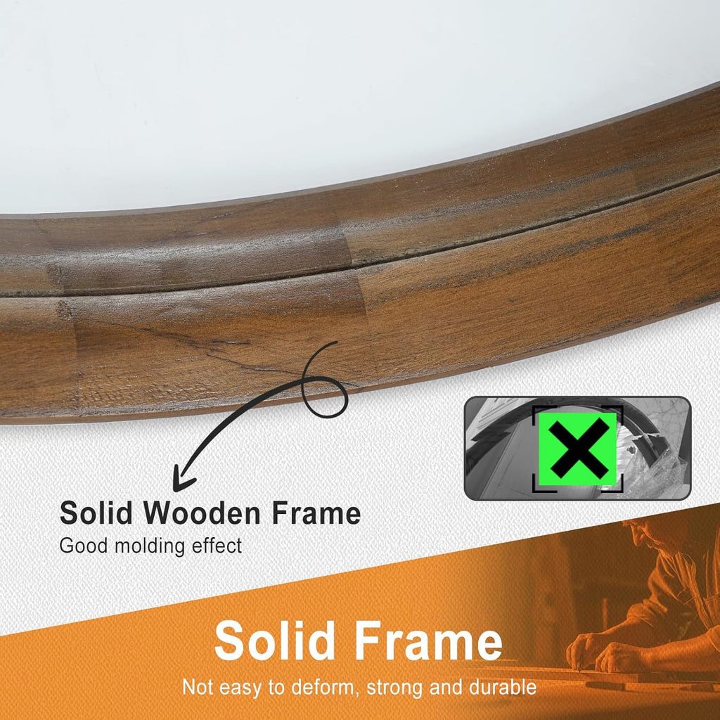 Beige Round Mirror — 24" - View 3