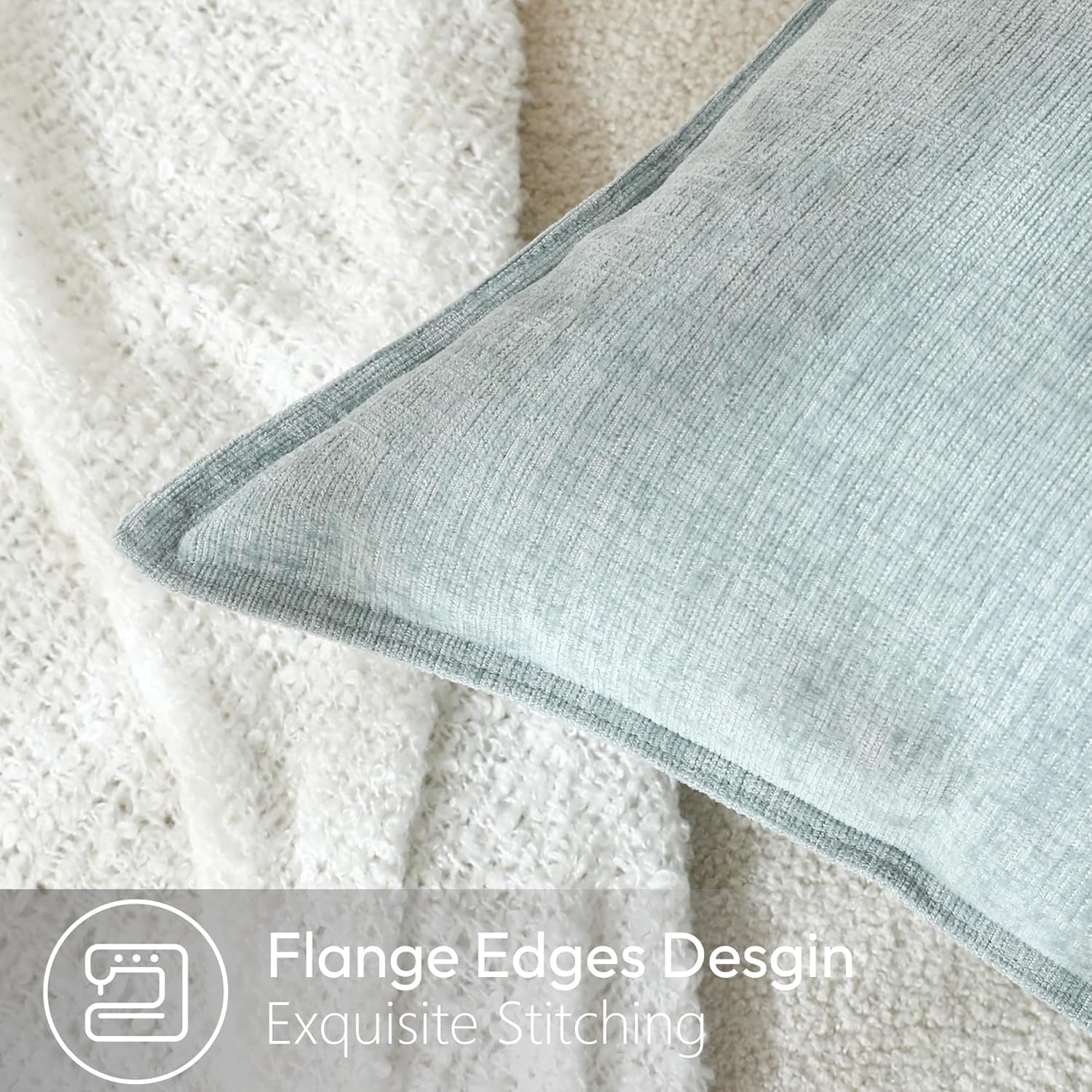 Chenille Beige Throw Pillow Cover — 20" - View 3