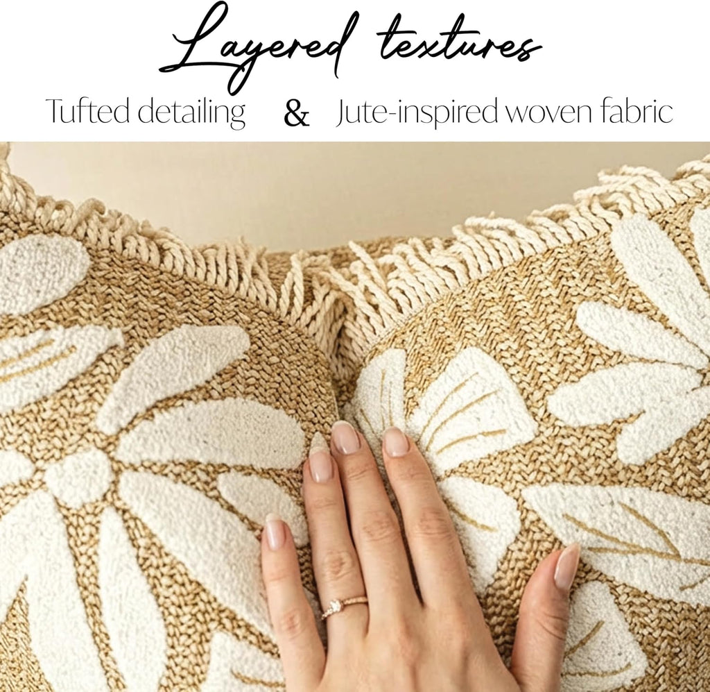 Lumbar Boho Beige Throw Pillow Cover — 20" - View 6