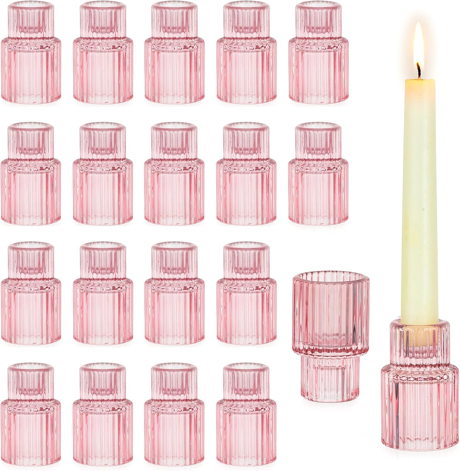 Modern Blue Candle — Pink
