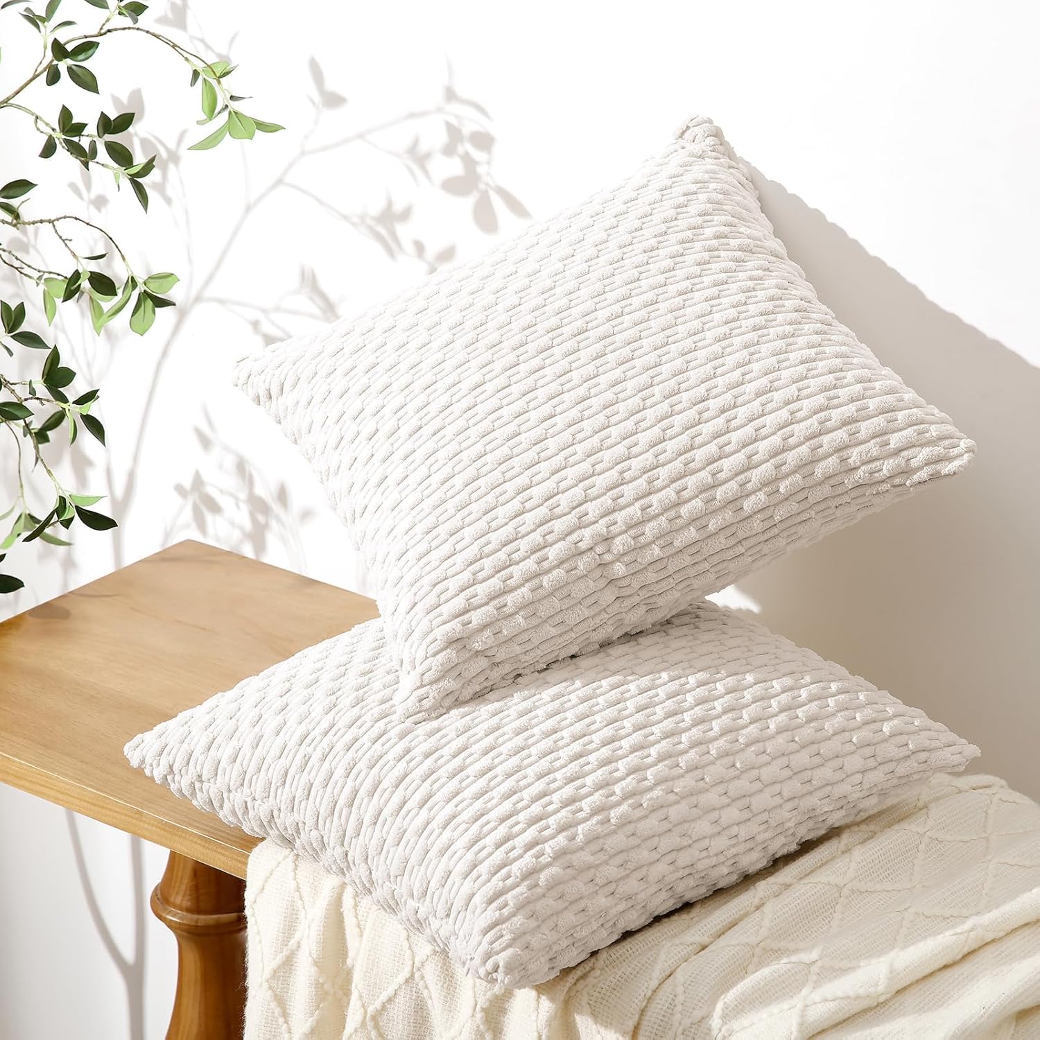 Boho Beige Throw Pillow Cover — 18" - View 3