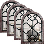 Framed Farmhouse Black Wall Mirror — Arch-walnut