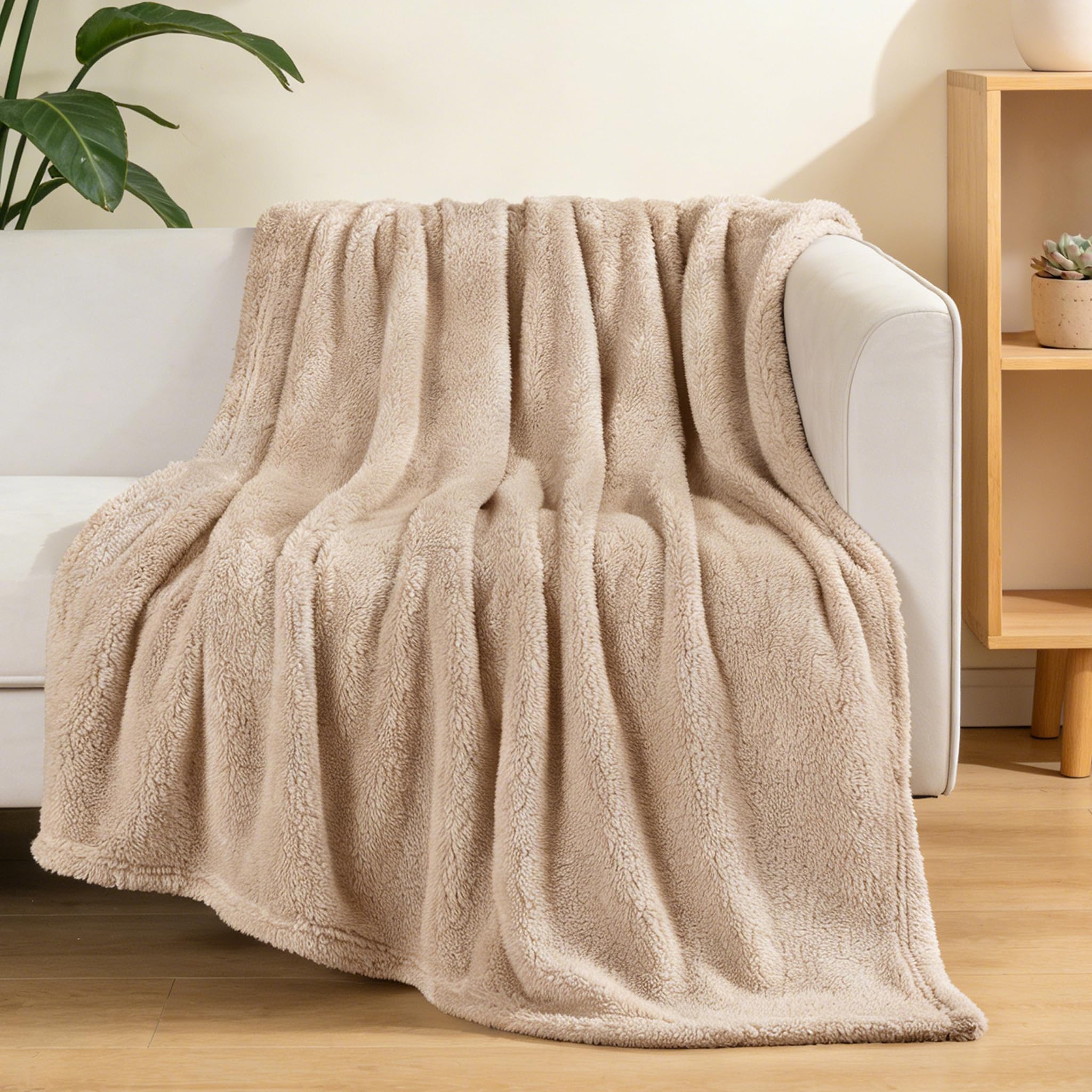 Velvet Luxe Beige Throw Pillow — 60"