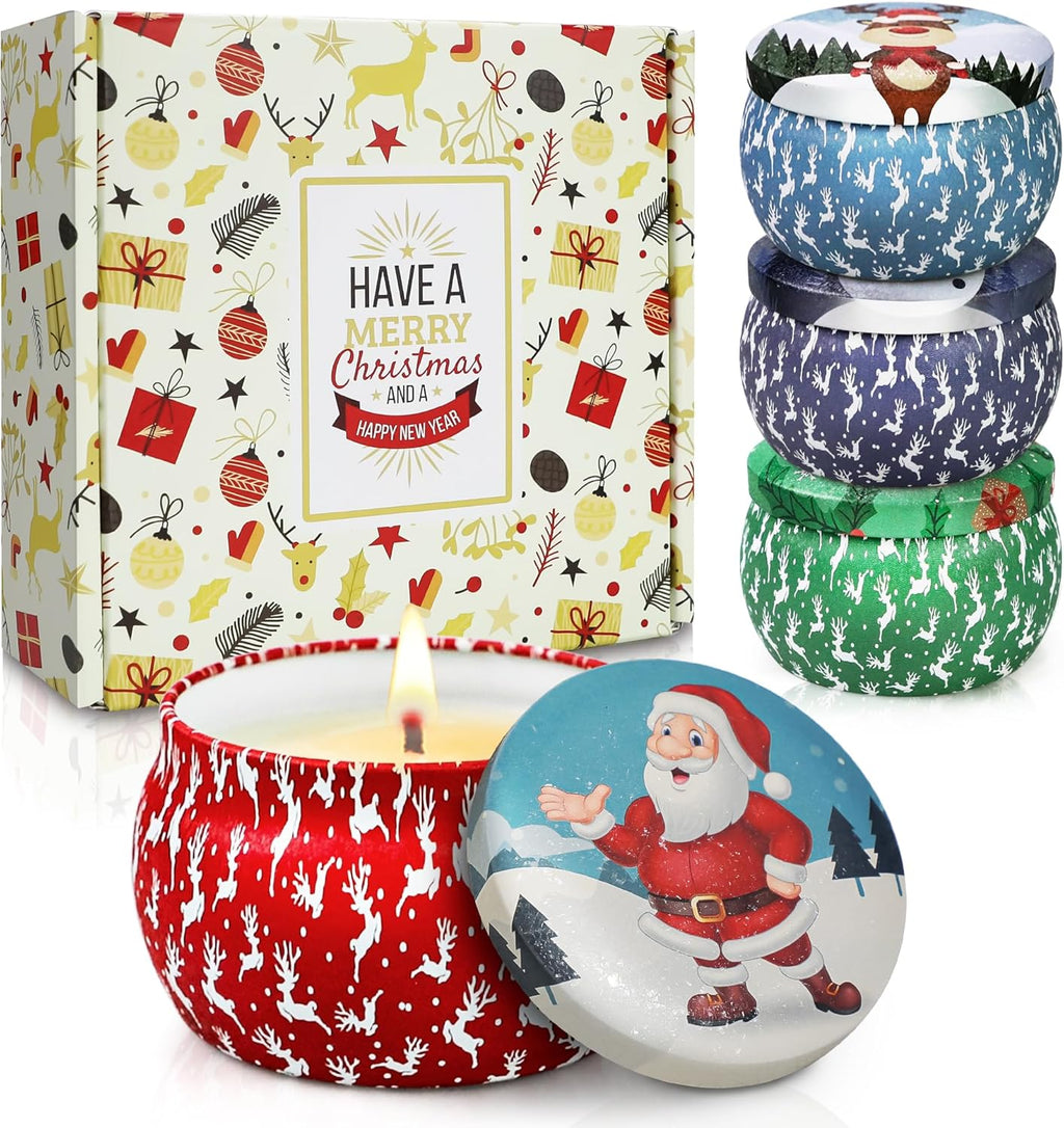 Soy Wax Metal Scented Candle — 4 Pack Christmas