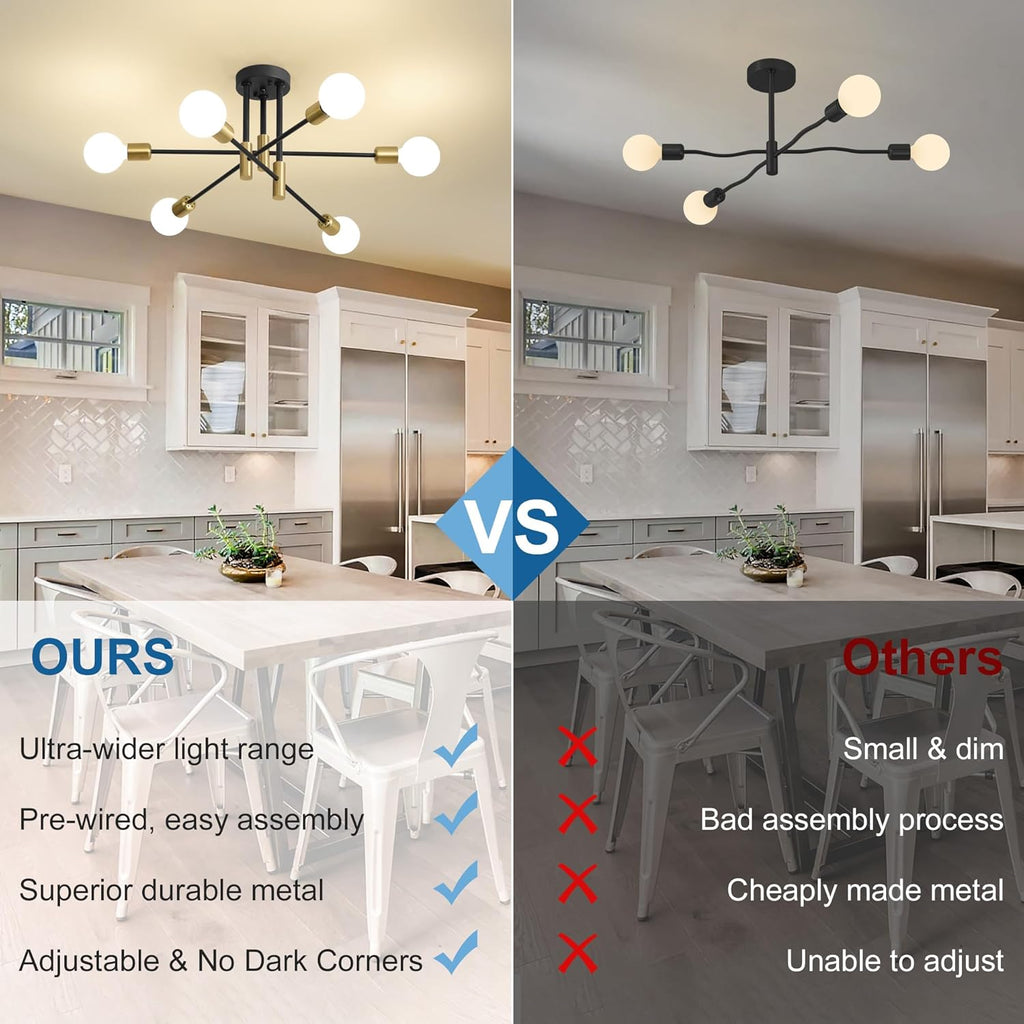 Luxe Black Chandelier — 6-Light - View 7