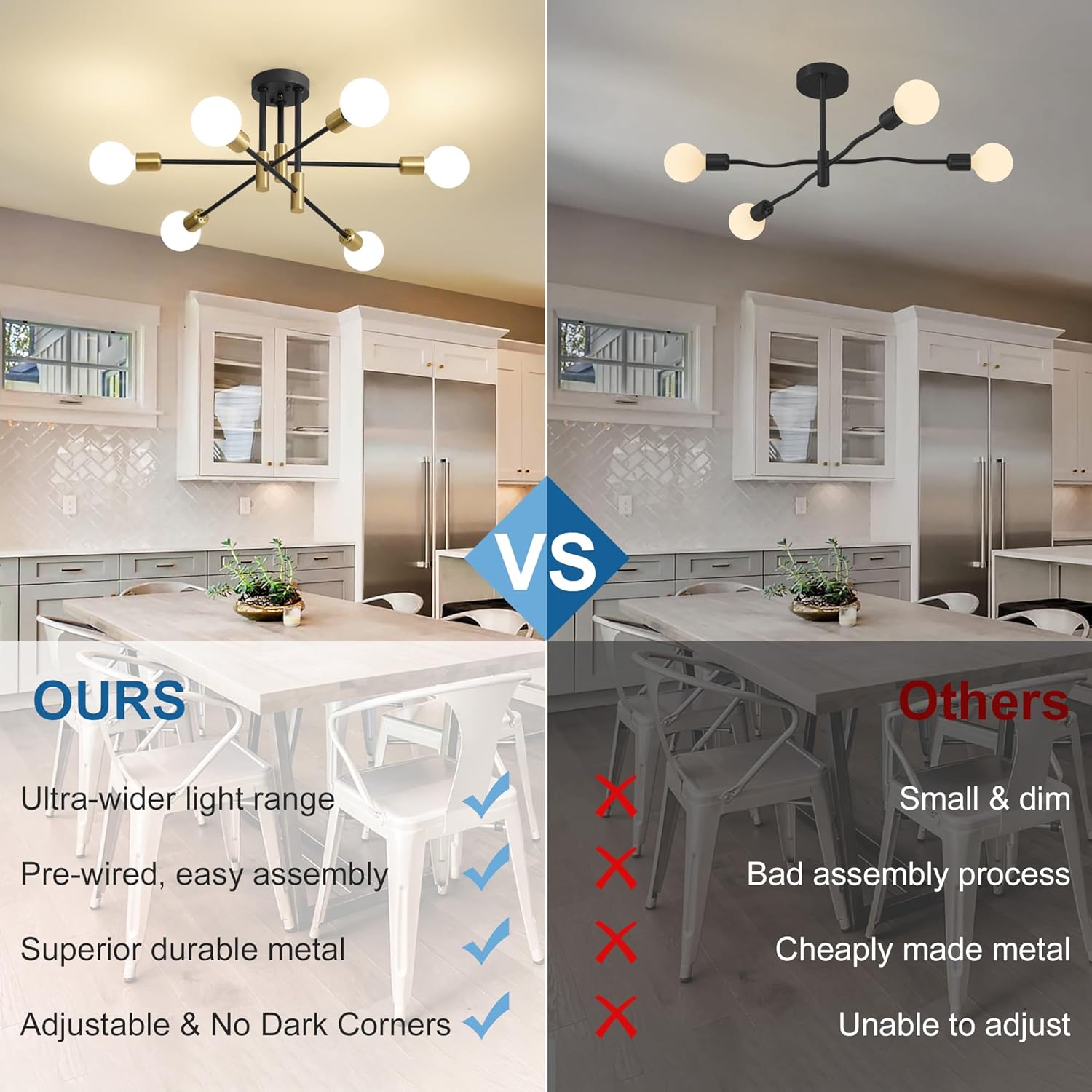 Luxe Black Chandelier — 6-Light - View 7