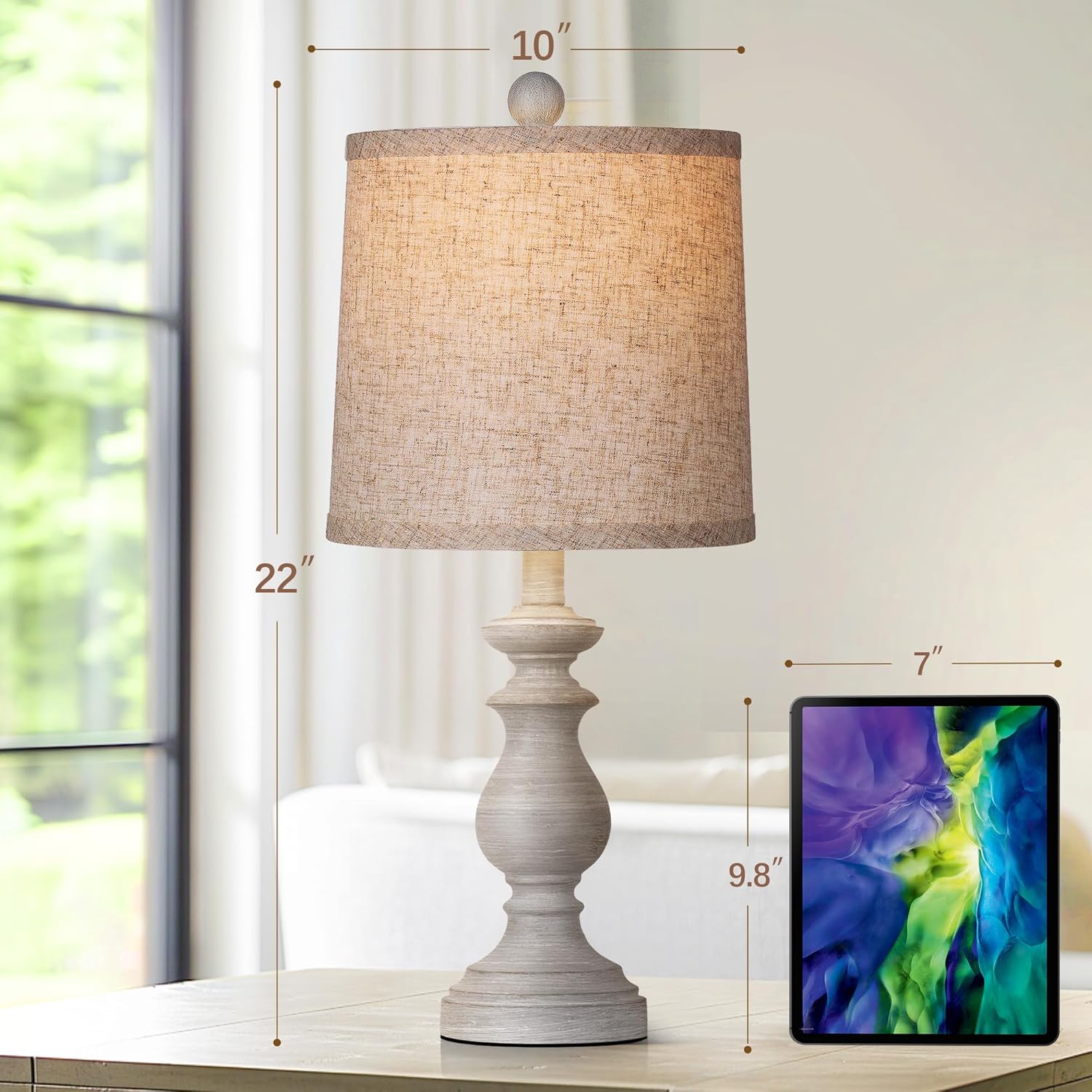 Linen Farmhouse Black Desk Lamp — 22" - View 3