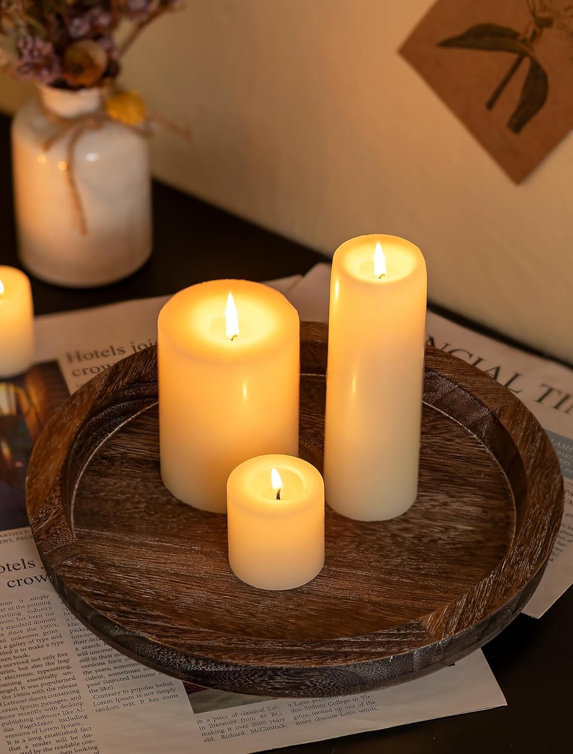 Round Farmhouse Black Candle - View 3
