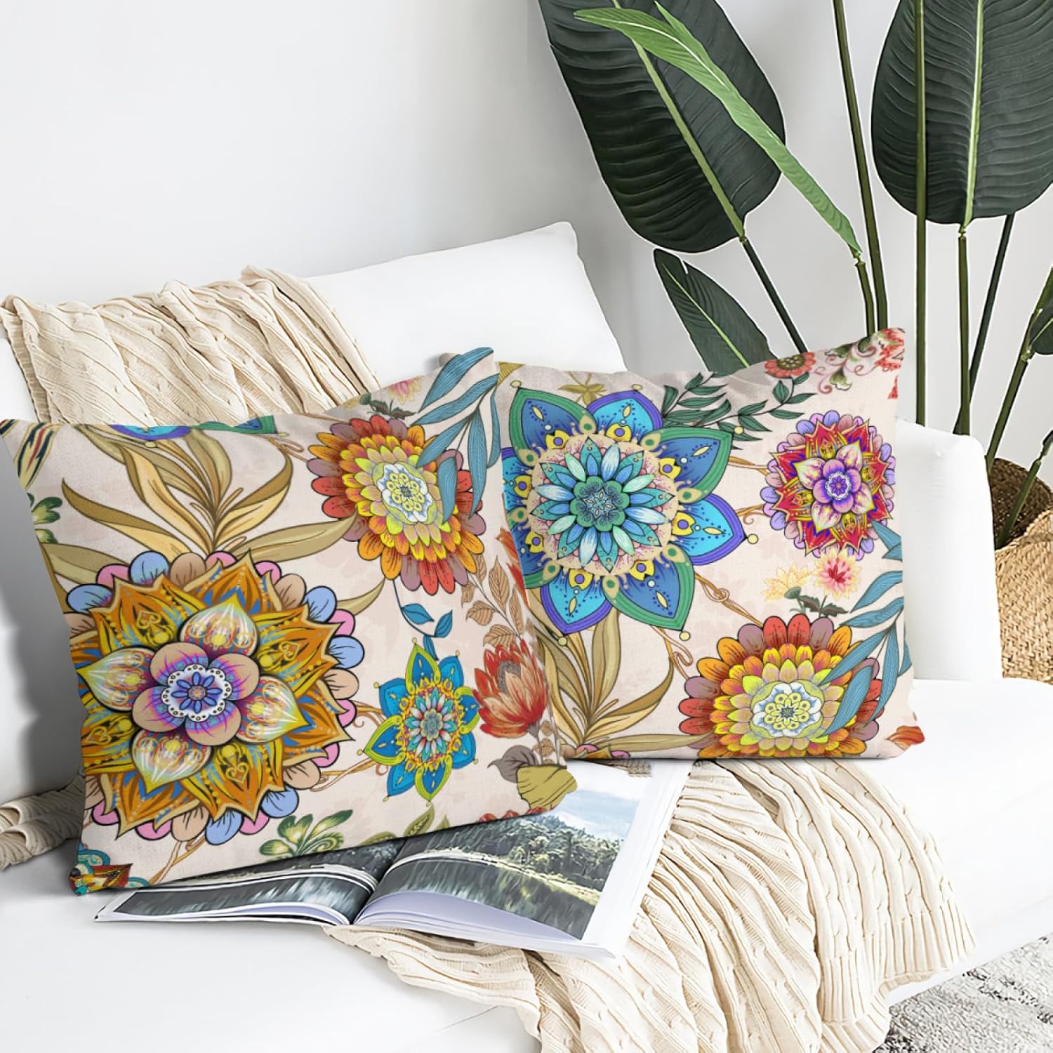 Boho Brown Throw Pillow Cover — 18" - View 2