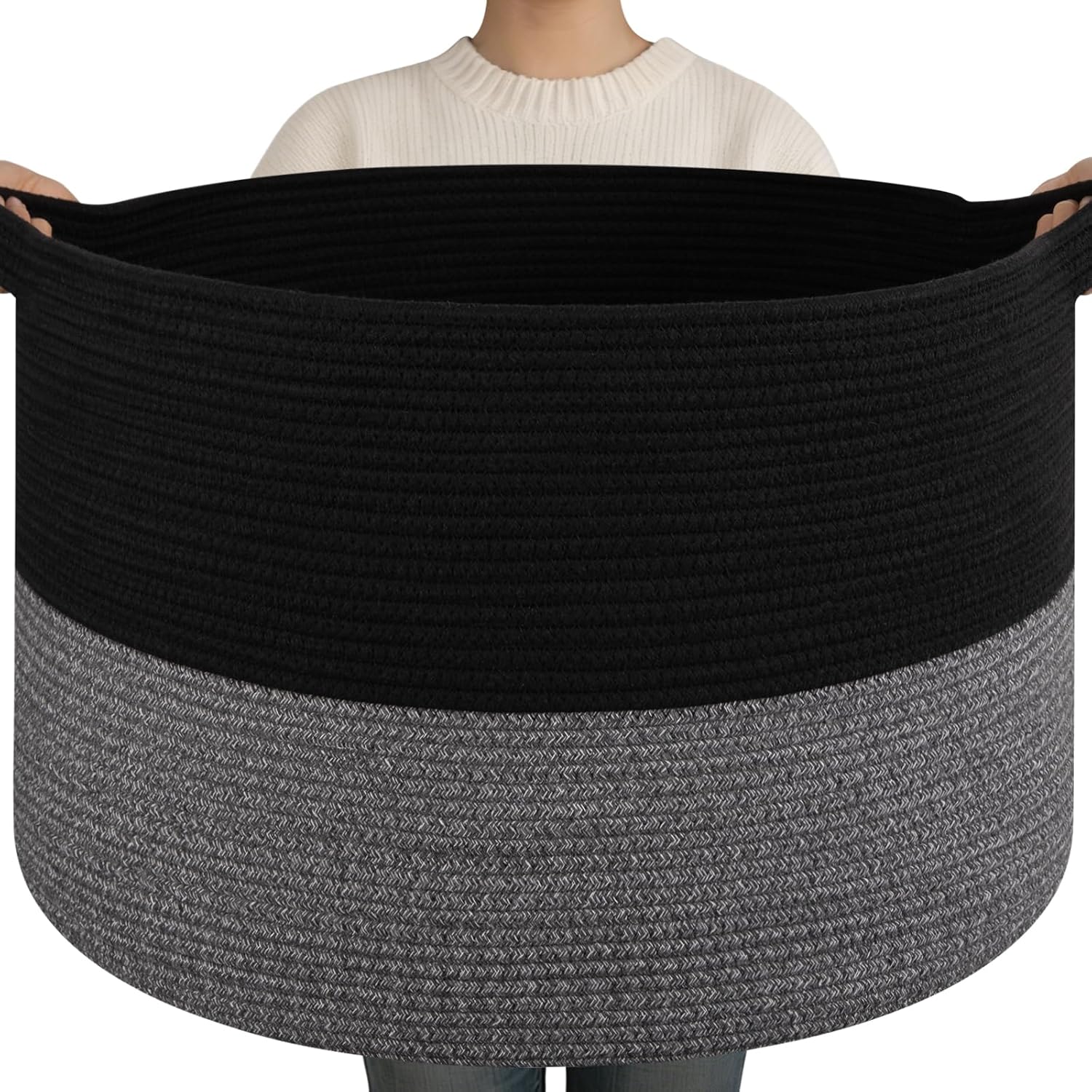 Linen Boho Black Throw Pillow — 21.7" — Black and Grey