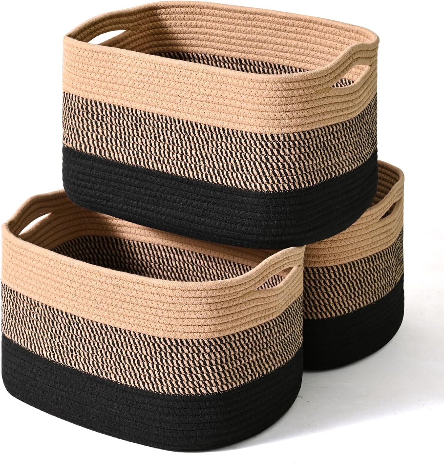 Boho Black Vase — 15" — Gradient Black & Jute