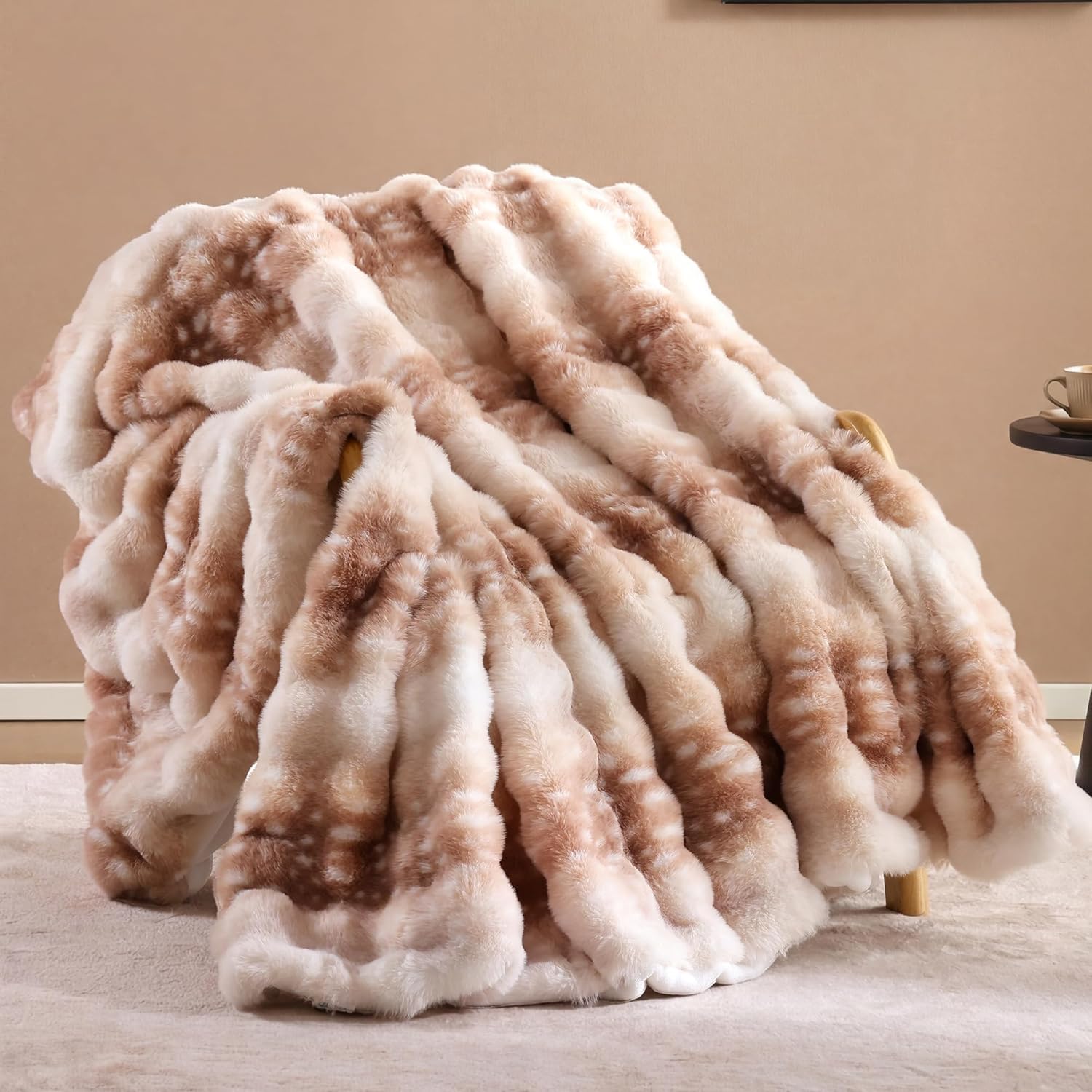 Luxe Beige Throw Pillow — 50" — Deer Brown