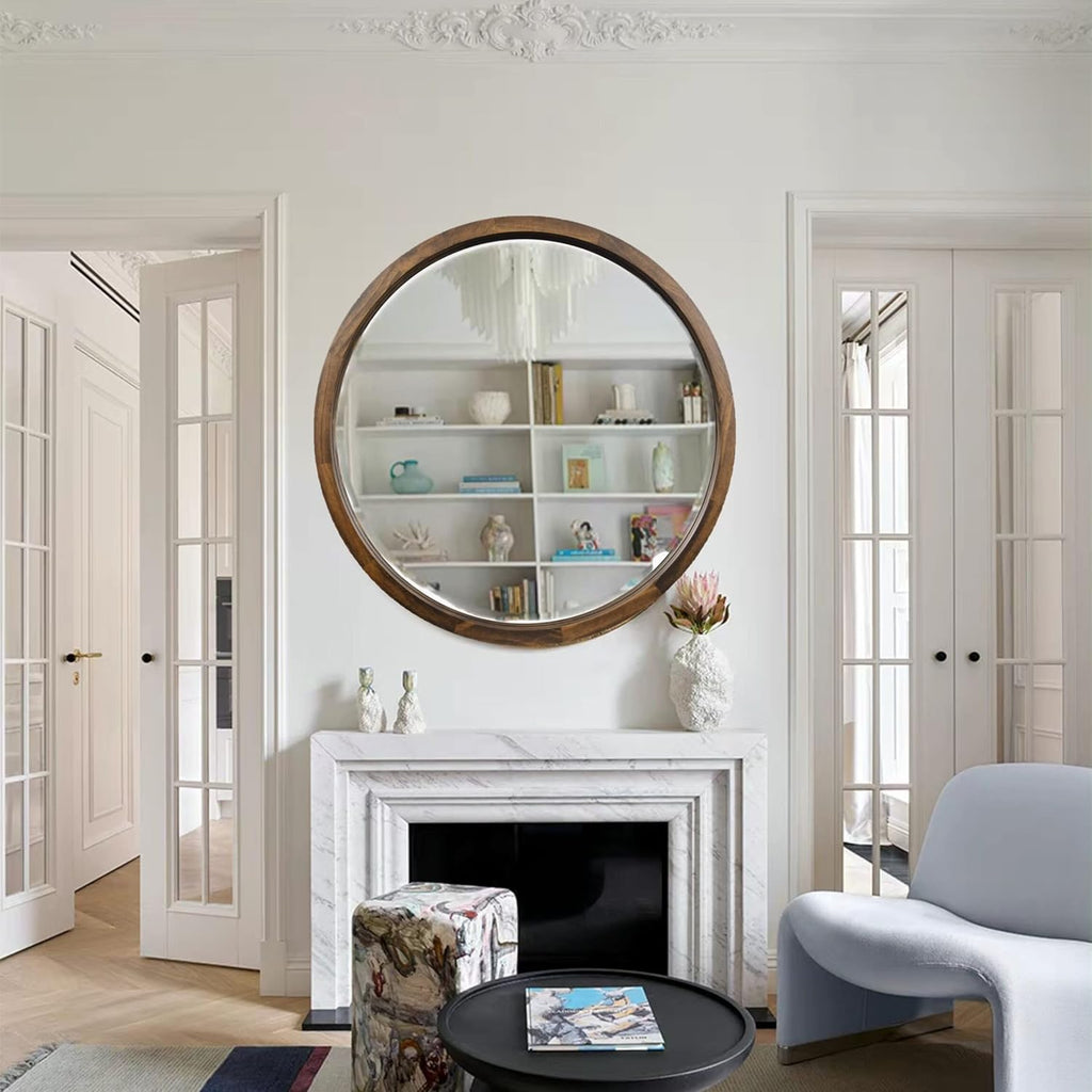 Round Wood Wall Mirror — 6" - View 7