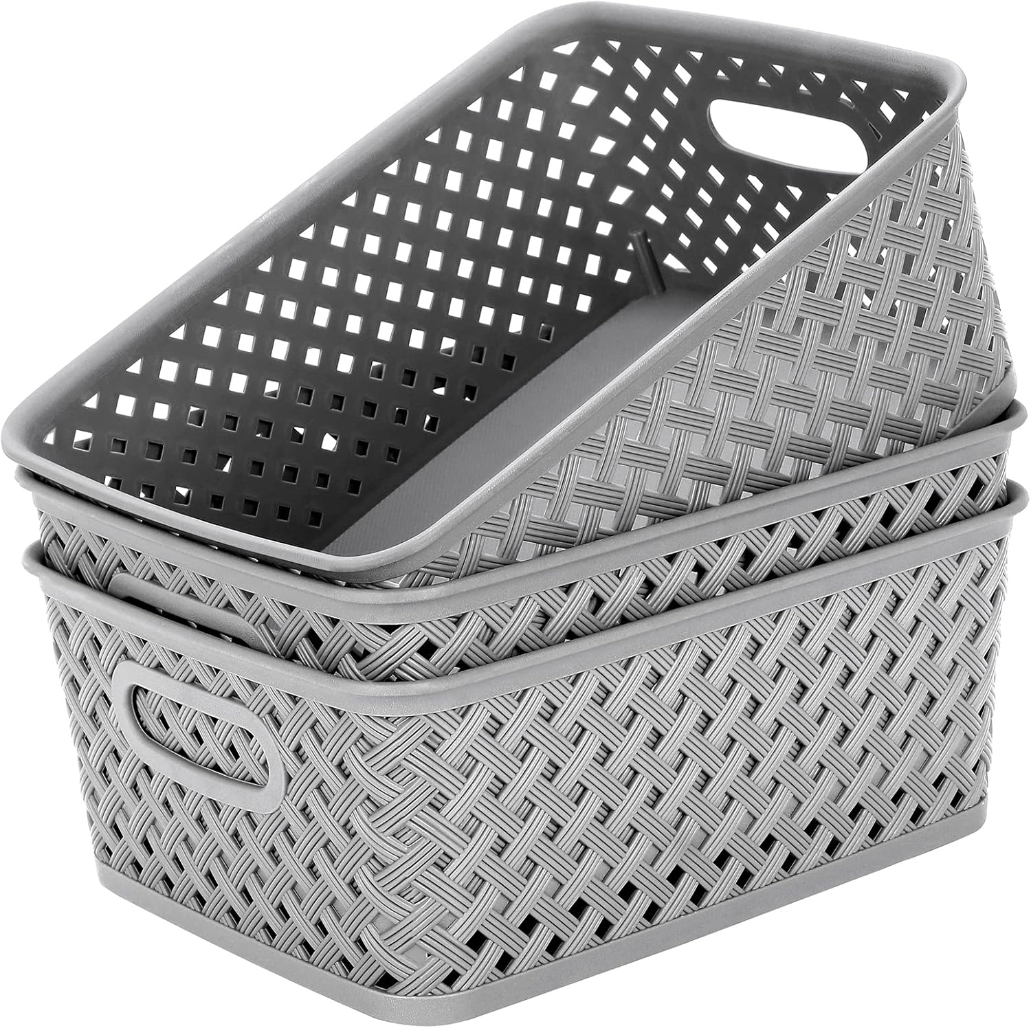 Boho Black Woven Basket — Medium