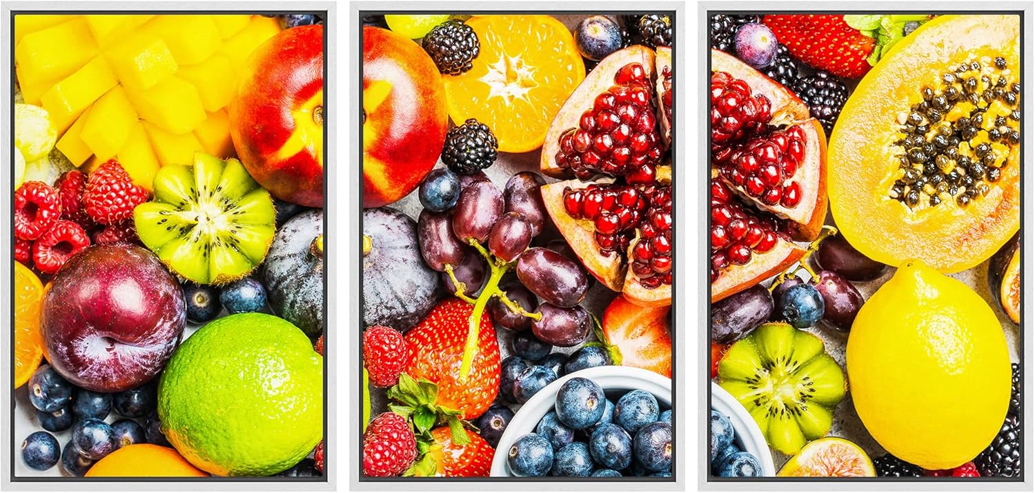 Framed Fabric Wall Art — 24" — 24" x 36" x 3 Panels WHITE