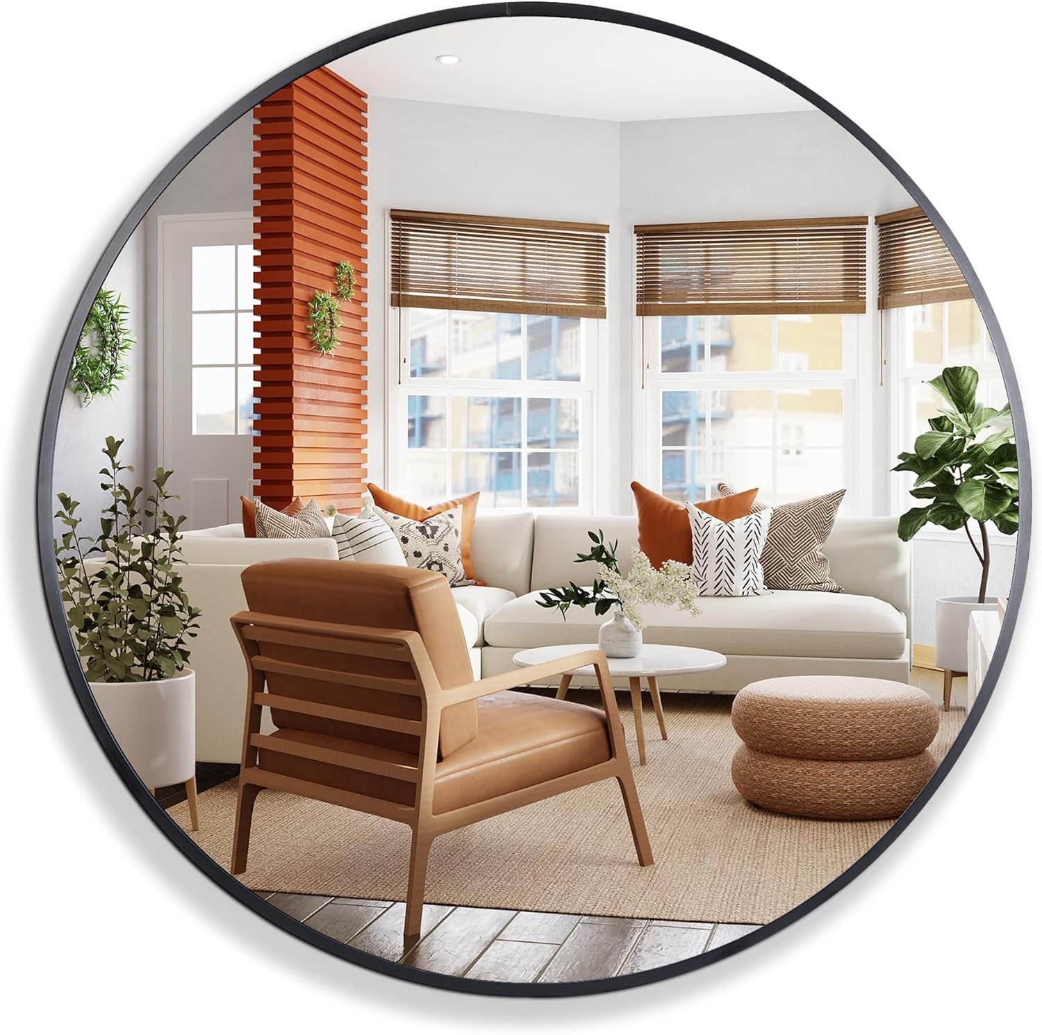 Metal Round Mirror — 24" — 24"L x 24"W
