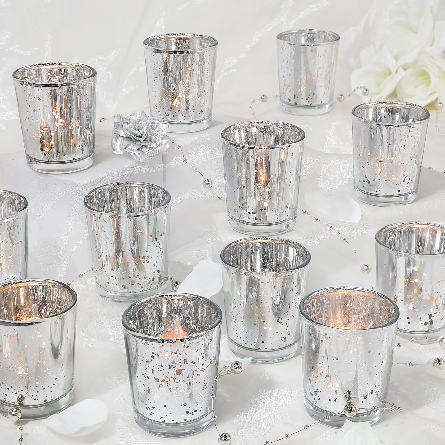 Luxe Black Candle — Set of 24 — Silver