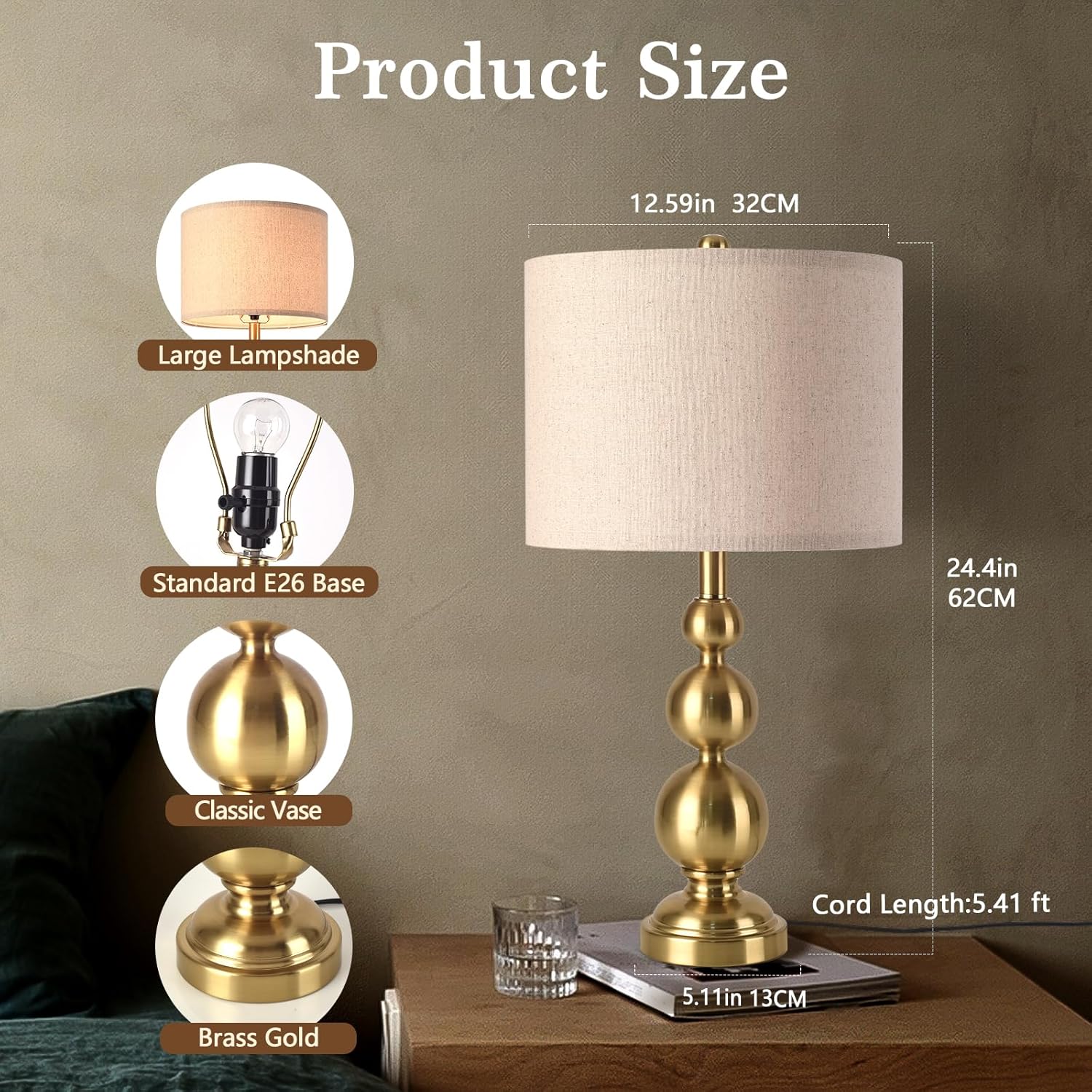 Luxe Black Table Lamp — 24.4" - View 3