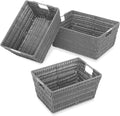 Boho Blue Woven Basket — Grey