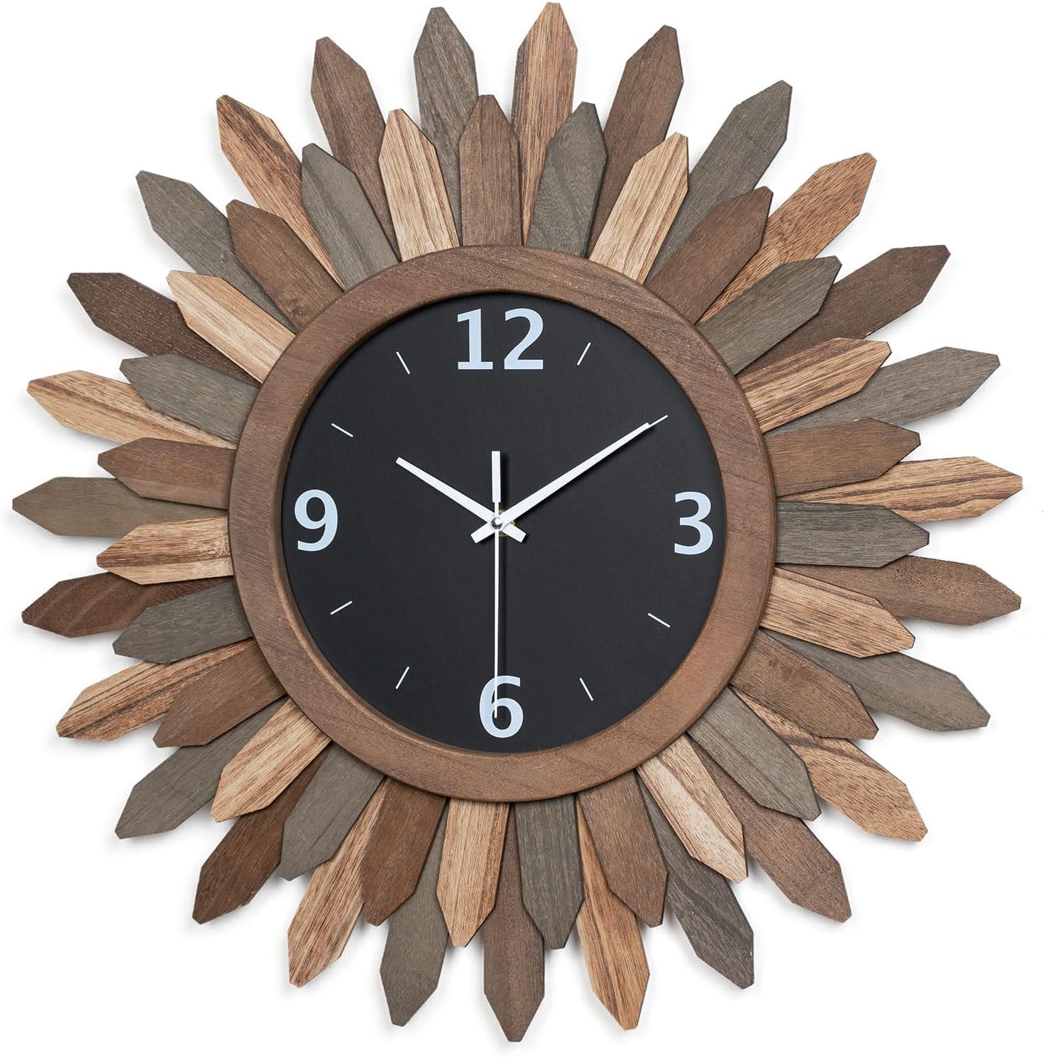 Battery Operated Boho Brown Wall Clock — 21" — Tricolor