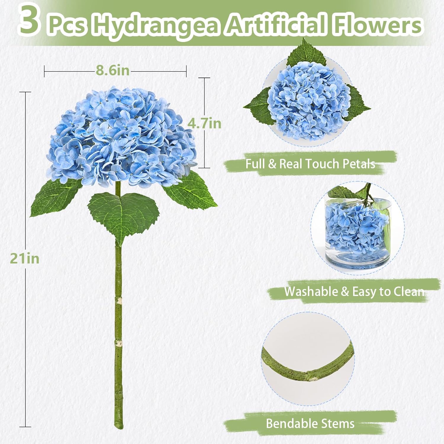 Blue Artificial Flowers — 21" - View 5