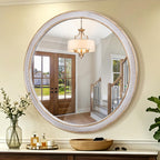 Round Farmhouse Wood Mirror — 36"
