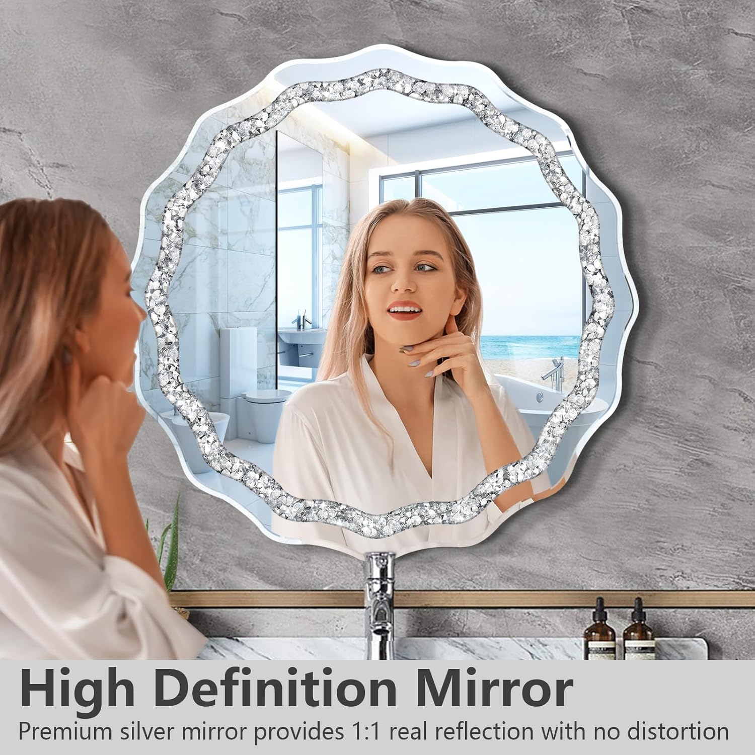 Beveled Luxe Silver Wall Mirror — 31.5" - View 3