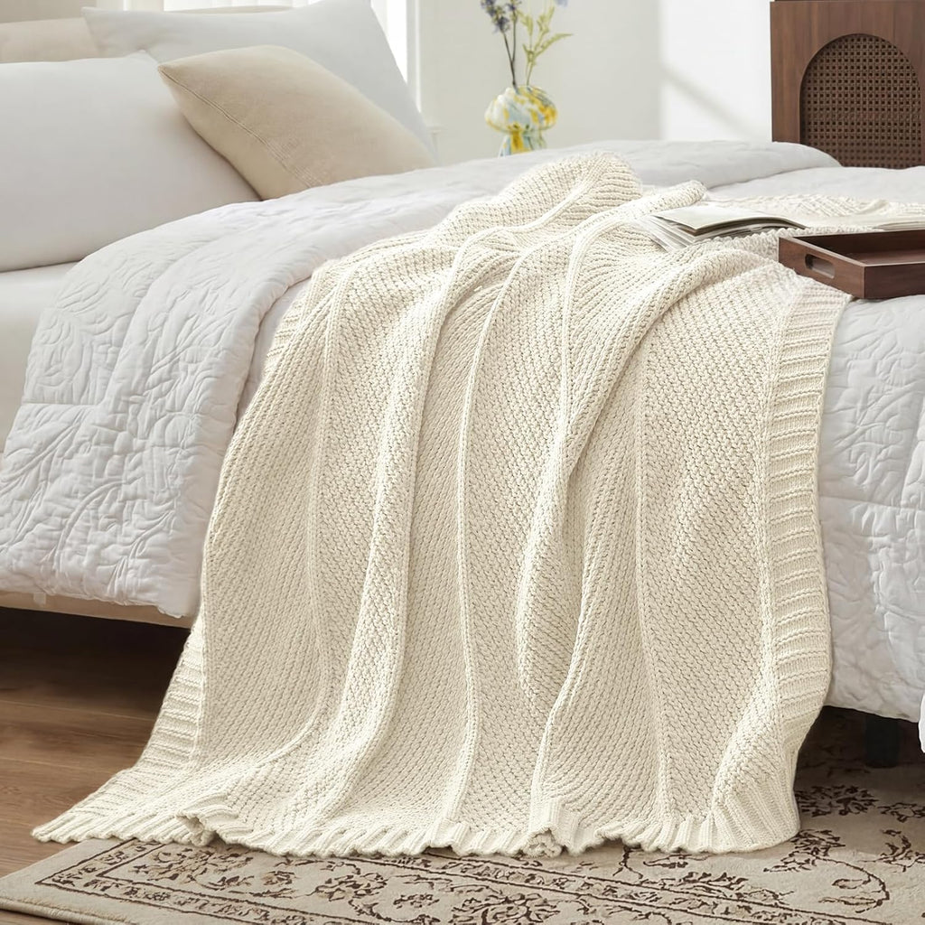 Knit Beige Throw Pillow — 50" - View 5