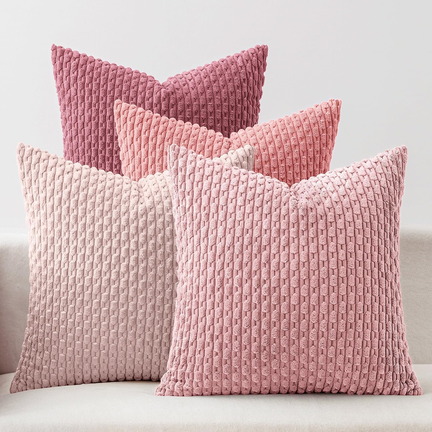 Boho Beige Throw Pillow Cover — 18" — 18" x 18" (Pack of 4)