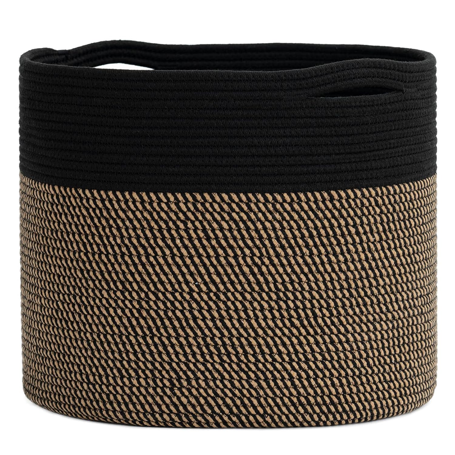 Round Boho Black Throw Pillow — 8" — Black & Mix Jute