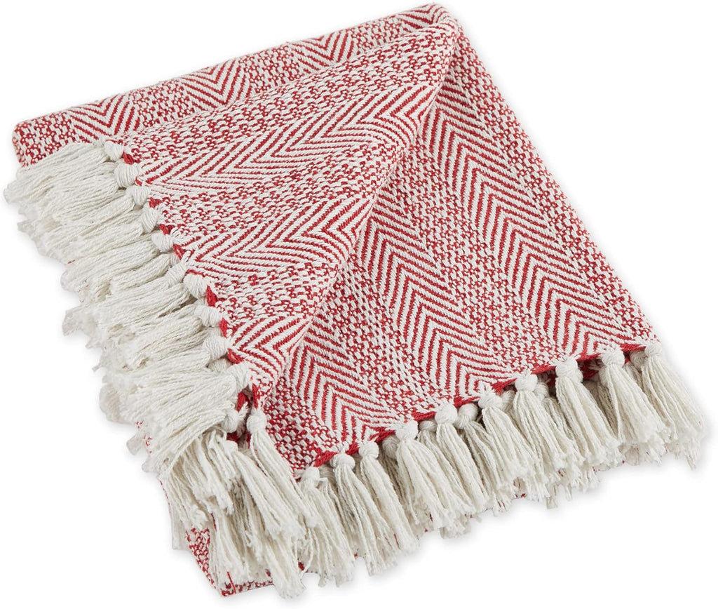 Beige Throw Pillow — 60" — Barn Red