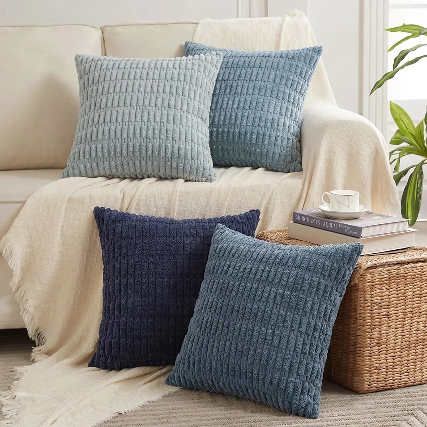 Boho Beige Throw Pillow Cover — 18" — 28" x 28" (Pack of 4)