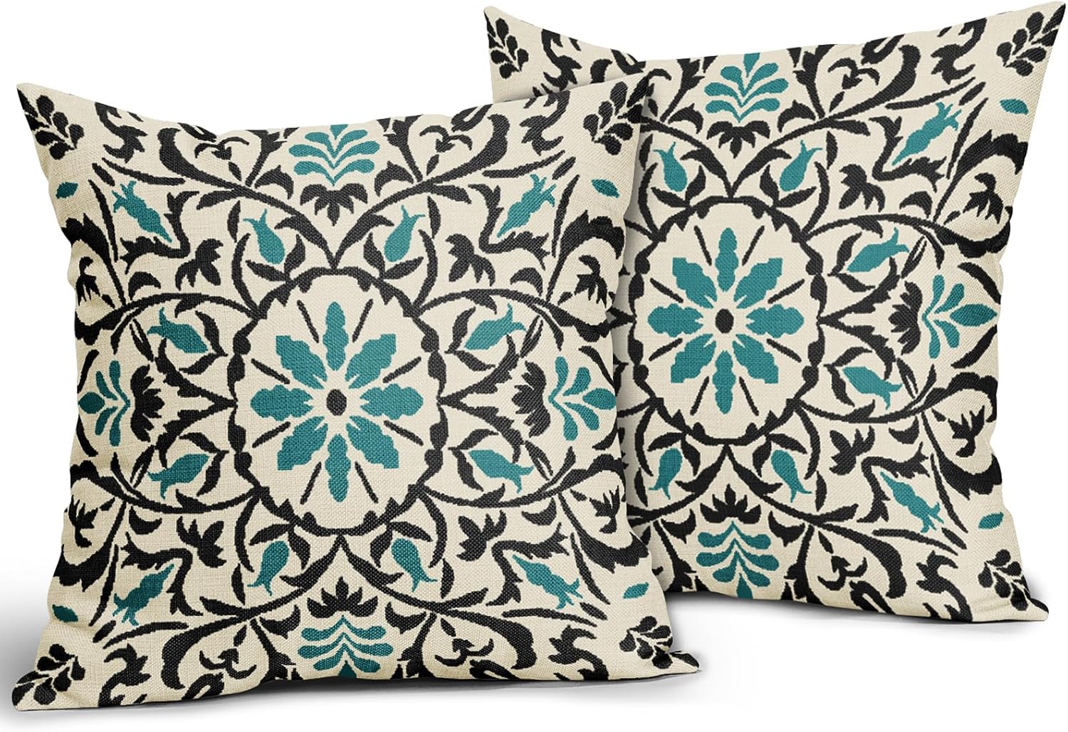 Linen Boho Black Pillow Cover — 18" - View 2