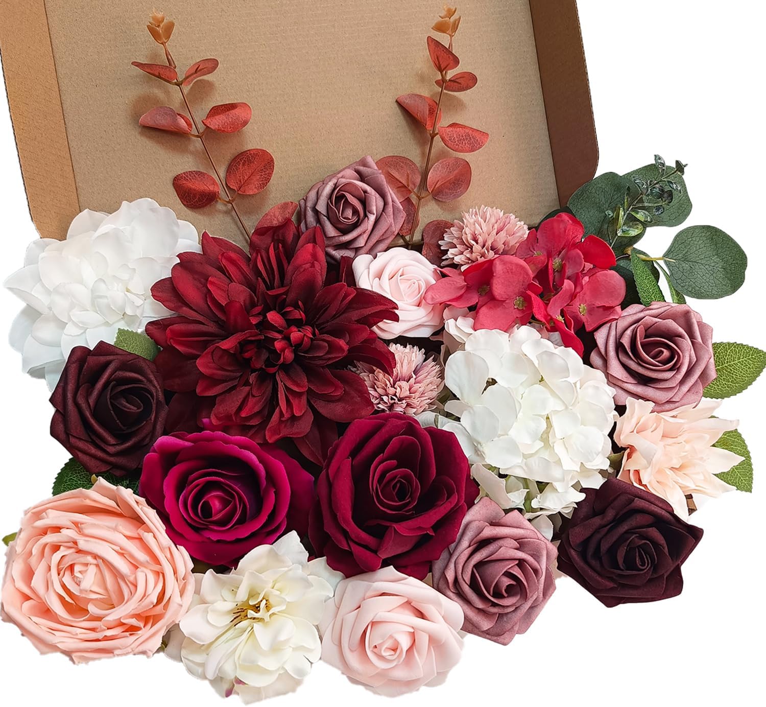Brown Artificial Flowers — Dusty Rose Burgundy