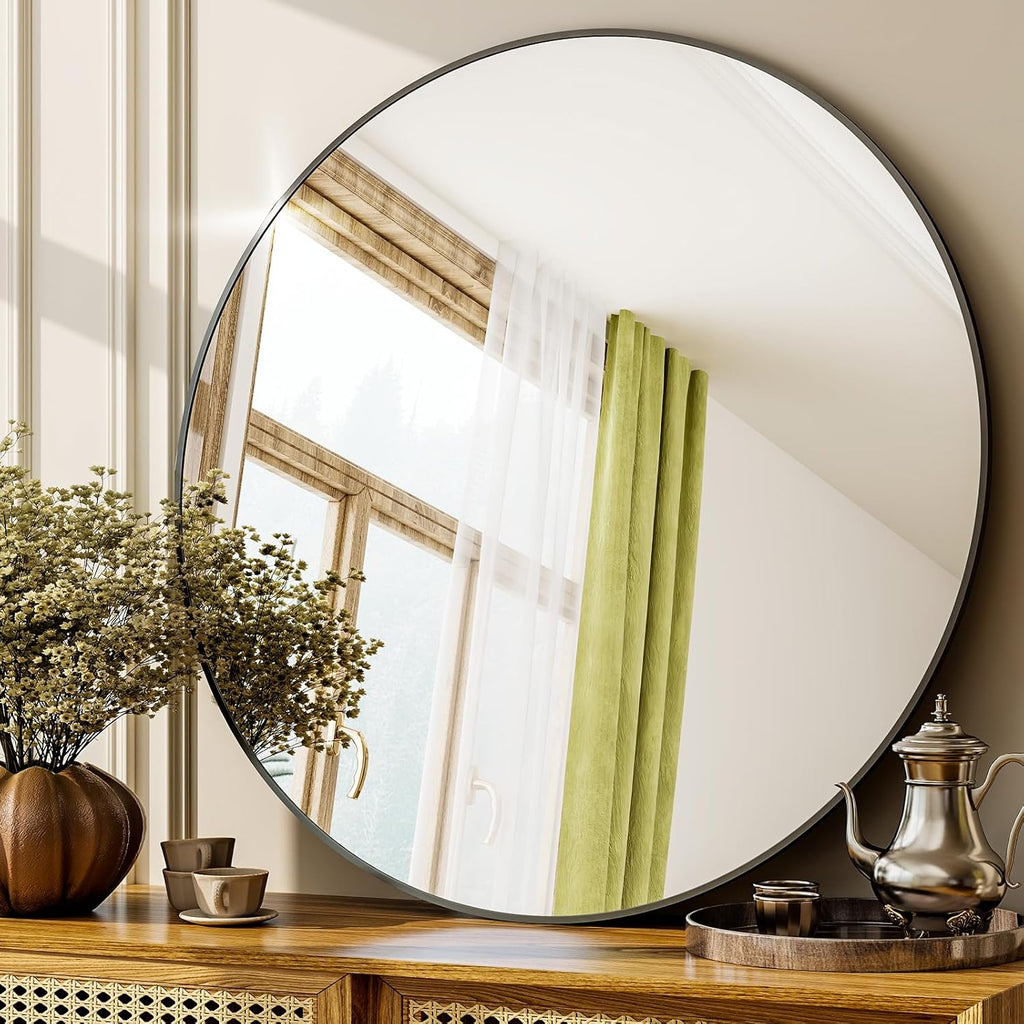Black Round Mirror — 20" - View 5