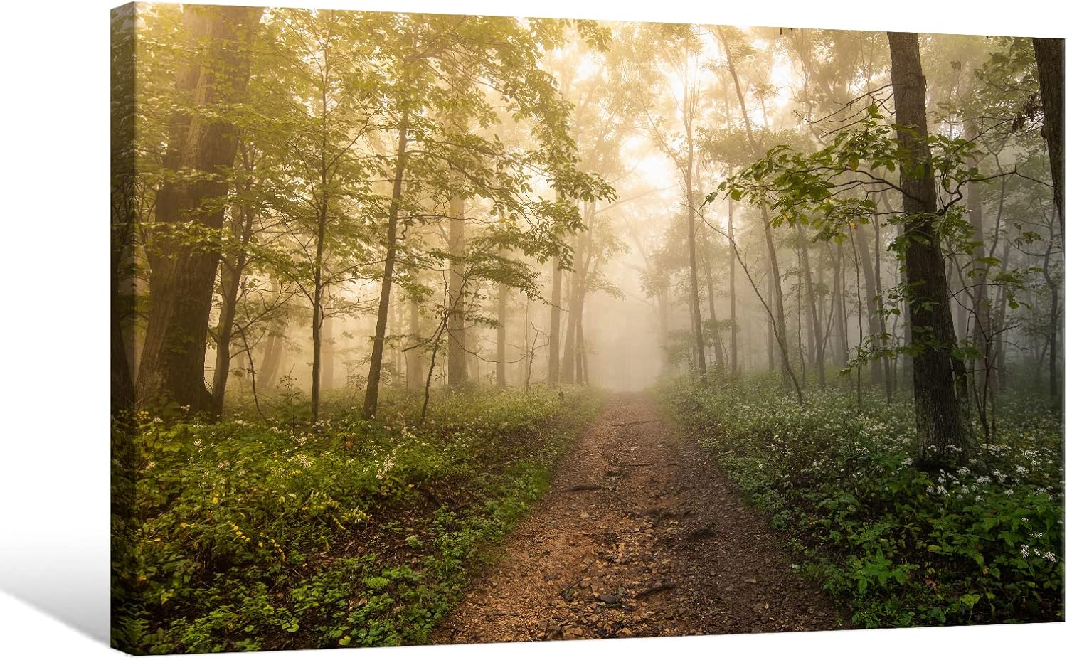 Black Canvas Wall Art — 36" — Green Trees