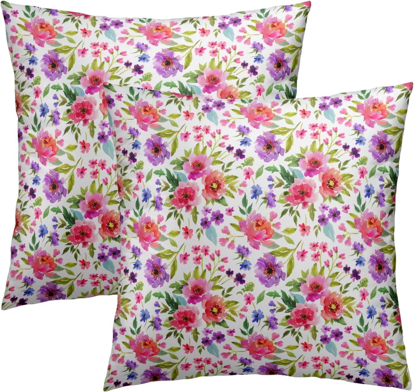Boho Black Throw Pillow Cover — 18" — Colorful Floral Pattern