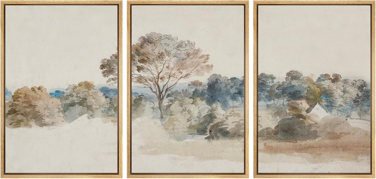 Modern Framed Wall Art — 16" — 16"x24"x3 Panels Natural