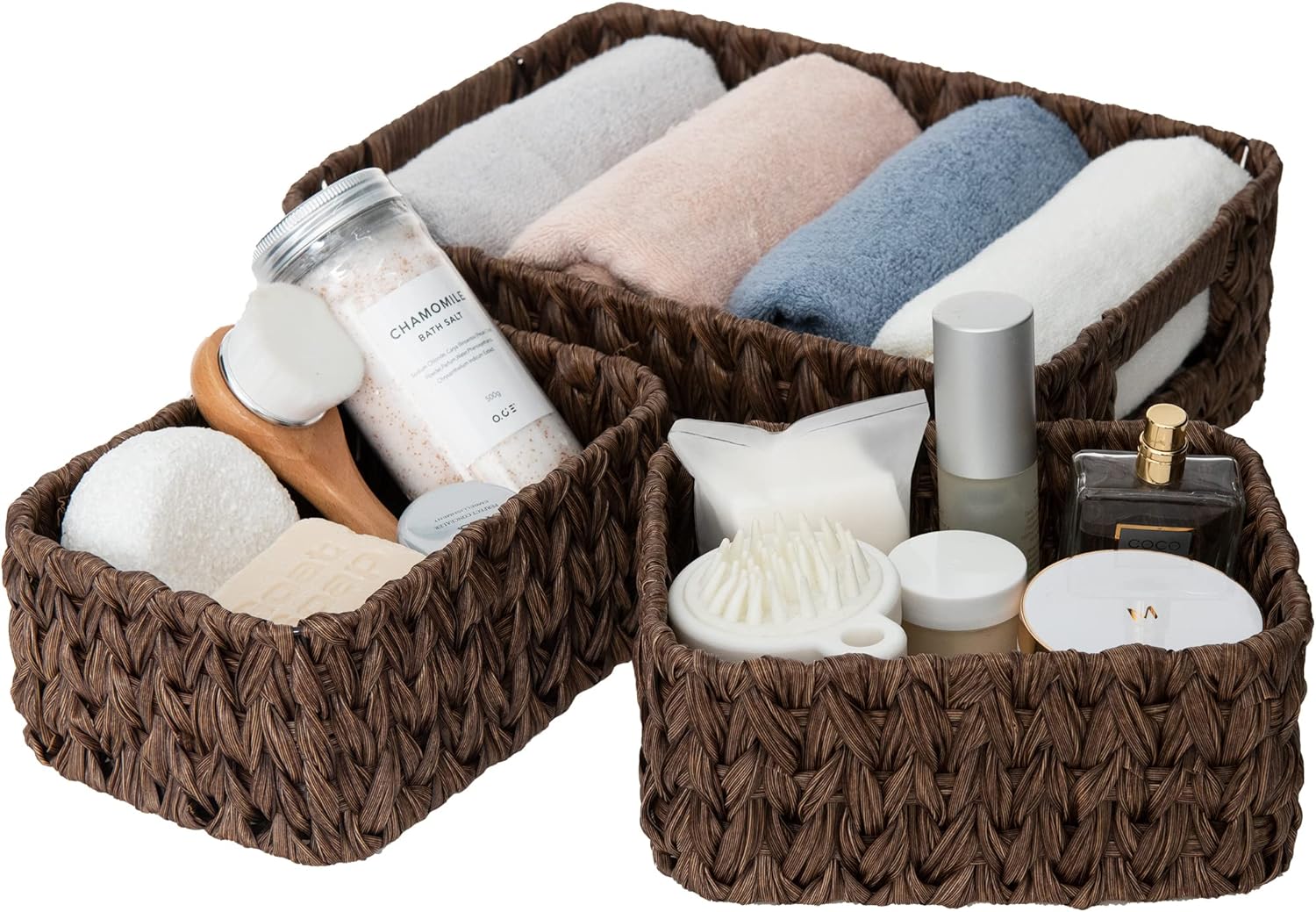 Black Storage Basket — 13" — 13"l X 9"w X 4"h + 2x 7¾"l X 5¾"w X 3½"h