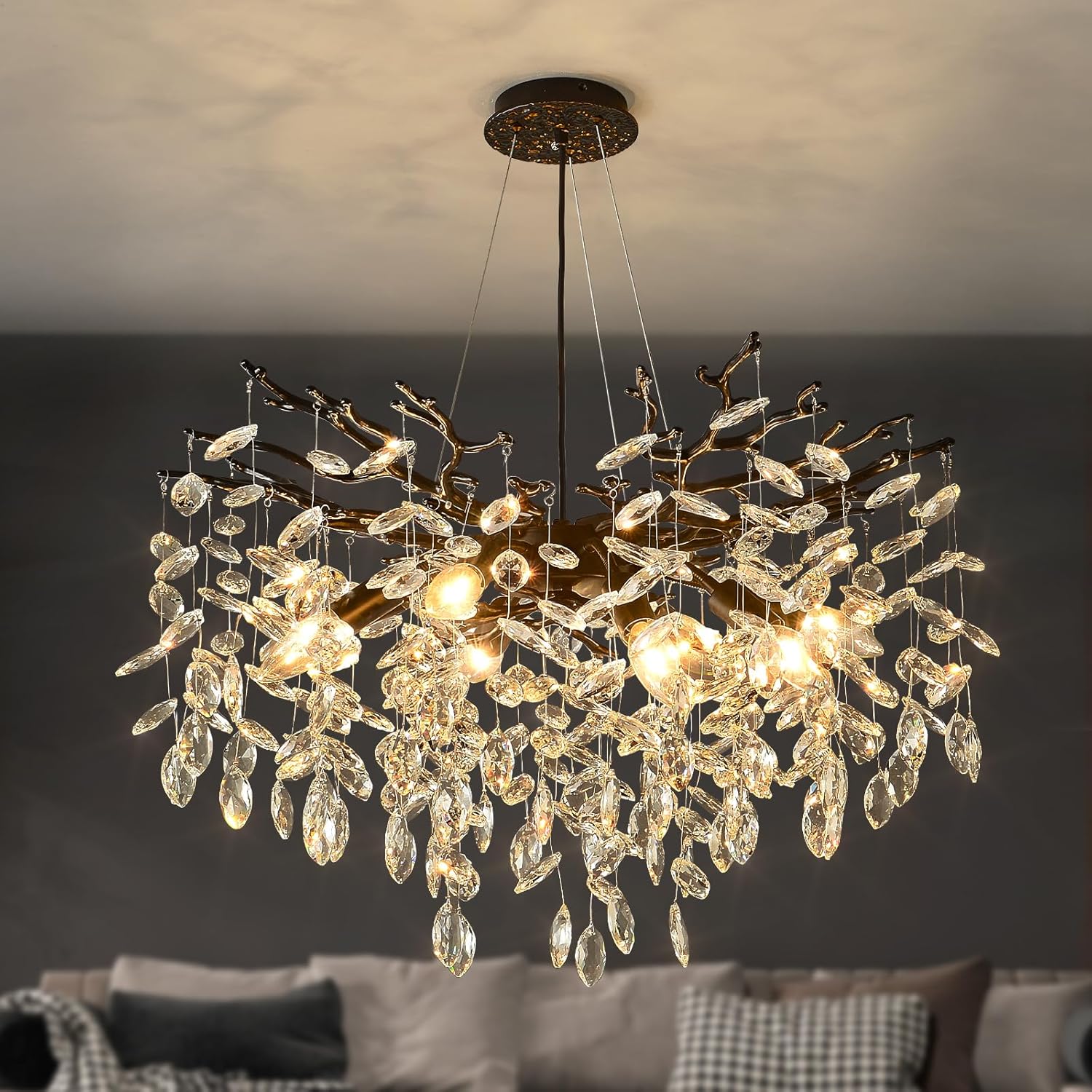 Round Luxe Black Chandelier — 10-Light — Black