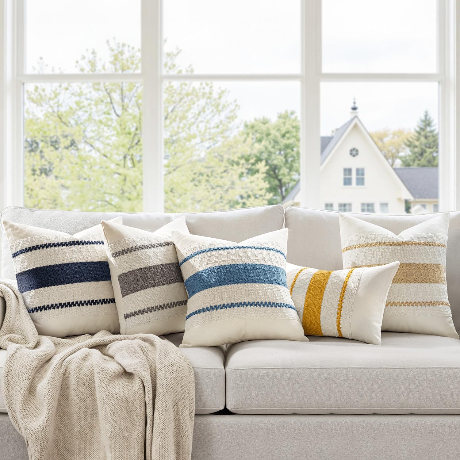Boho Beige Pillow Cover — 18" - View 2