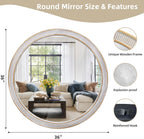 Round Farmhouse Wood Mirror — 36" - View 2