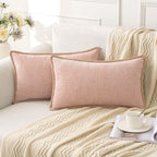 Chenille Boho Pink Throw Pillow Cover — 20"