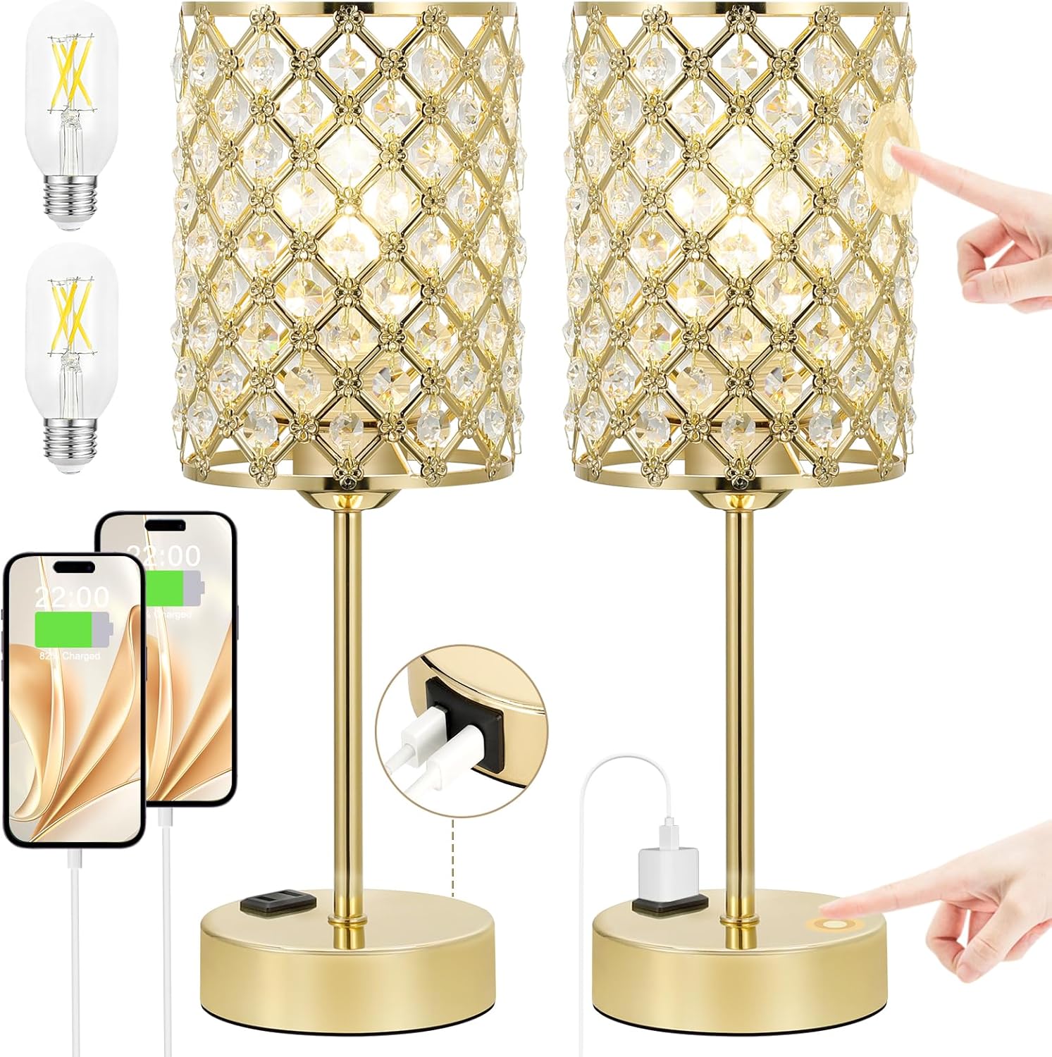 Dimmable Luxe Blue Desk Lamp — Gold 2