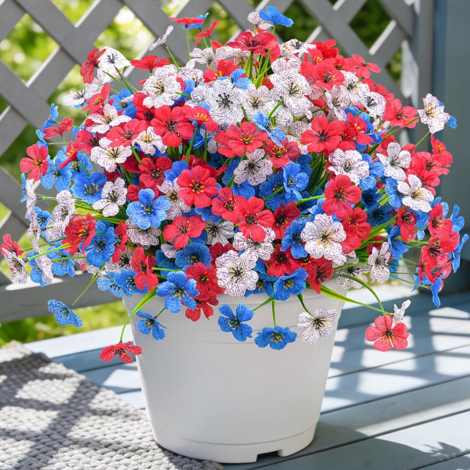 Pink Artificial Plant — Red White Blue