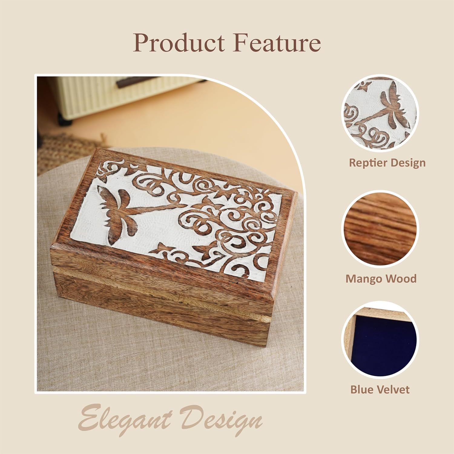 Handcrafted Wood Storage Basket — 5" - View 4