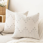 Boho Beige Throw Pillow Cover — 18" — Beige and Grey